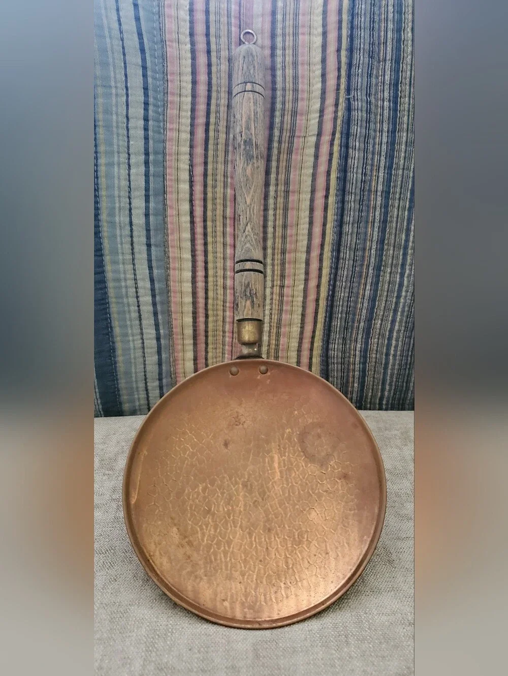 Vintage Hammered Copper Ladle/Spoon With Wood Handle And Brass Hardware